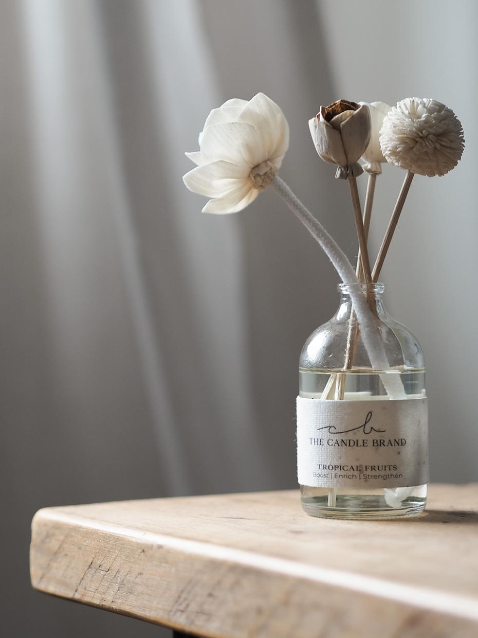 The Flower Diffuser with a seeded label.